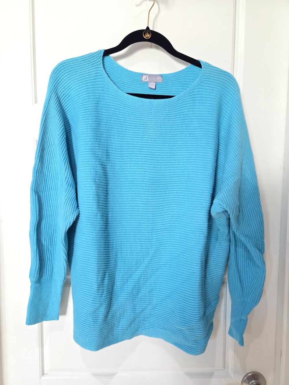Teal Knit Boat-Neck Wool Blend Sweater